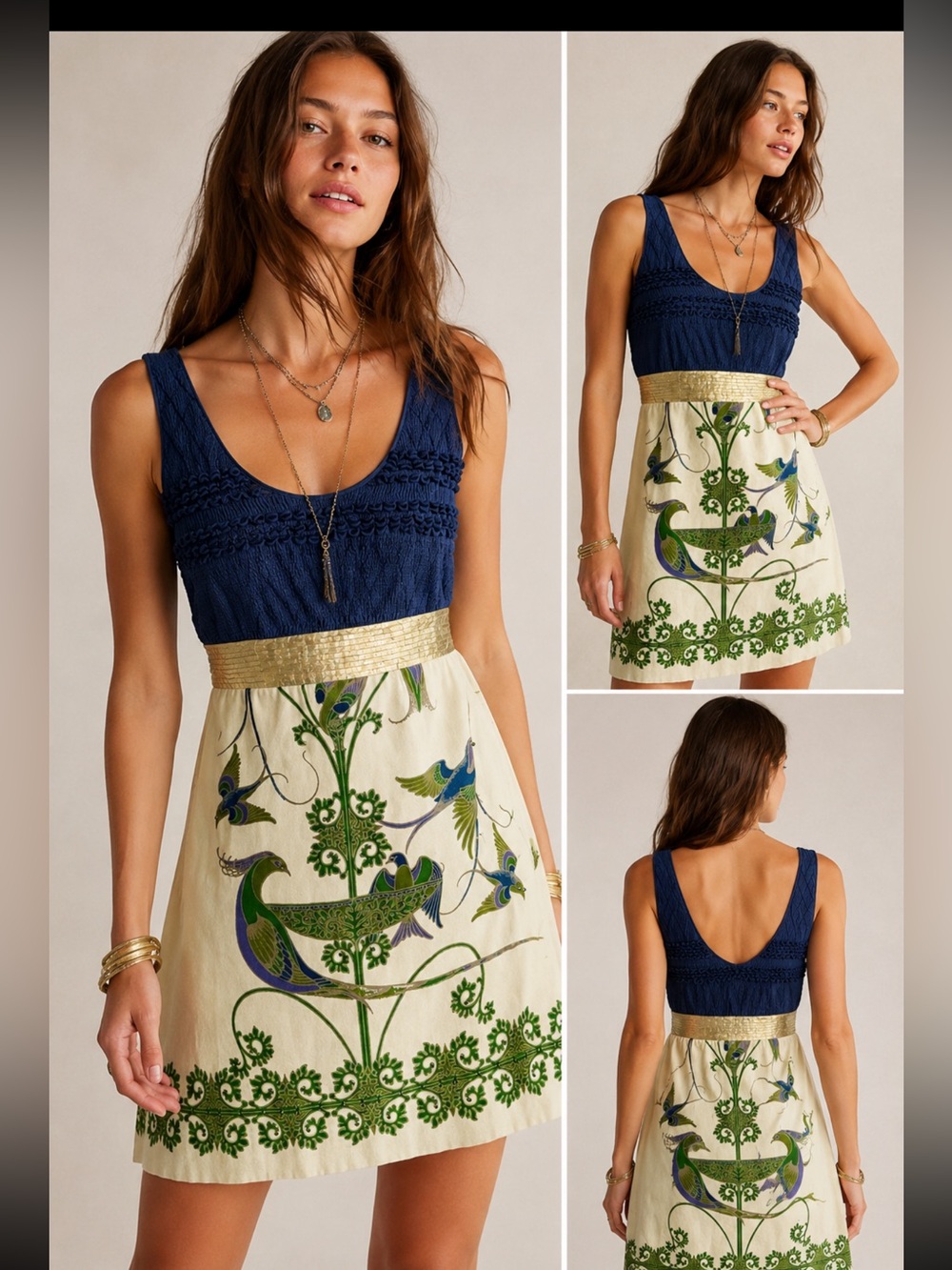 Free people Peacock bird  print dress size 4
100% cotton smoked Boho.